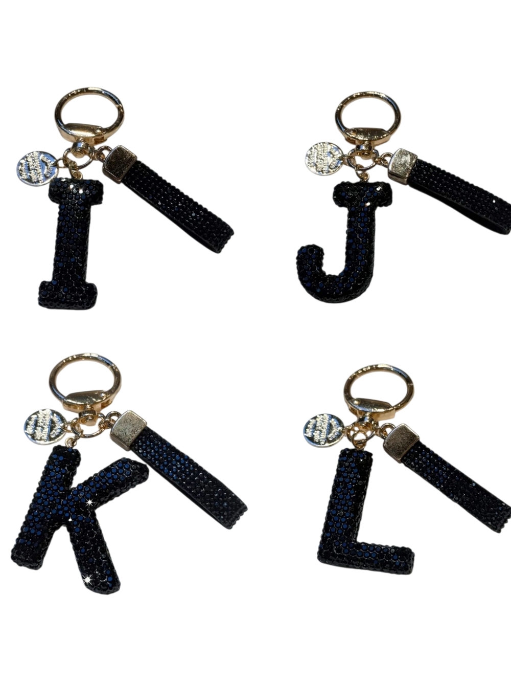 Crystal-Encrusted Black Letter Purse Charm Keychain NWT! (Choose Your Letter) - Picture 5 of 9